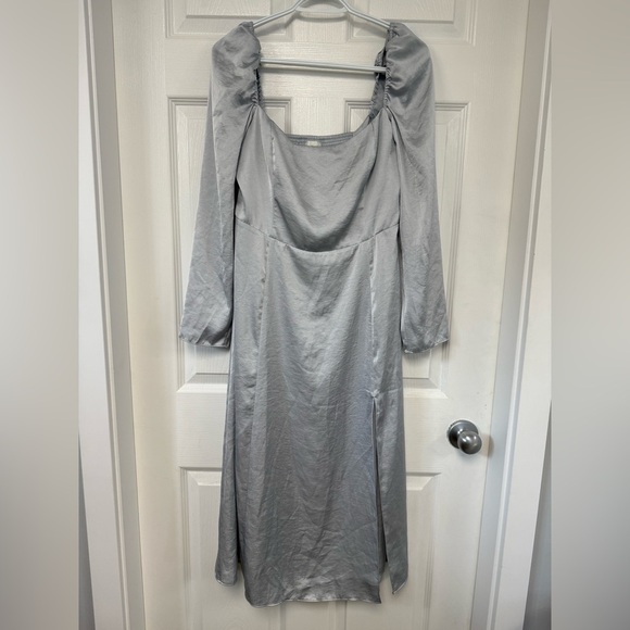 Wilfred Bridgerton Satin Dress Sterling Blue Size 10 Aritzia #106194 - Picture 7 of 12